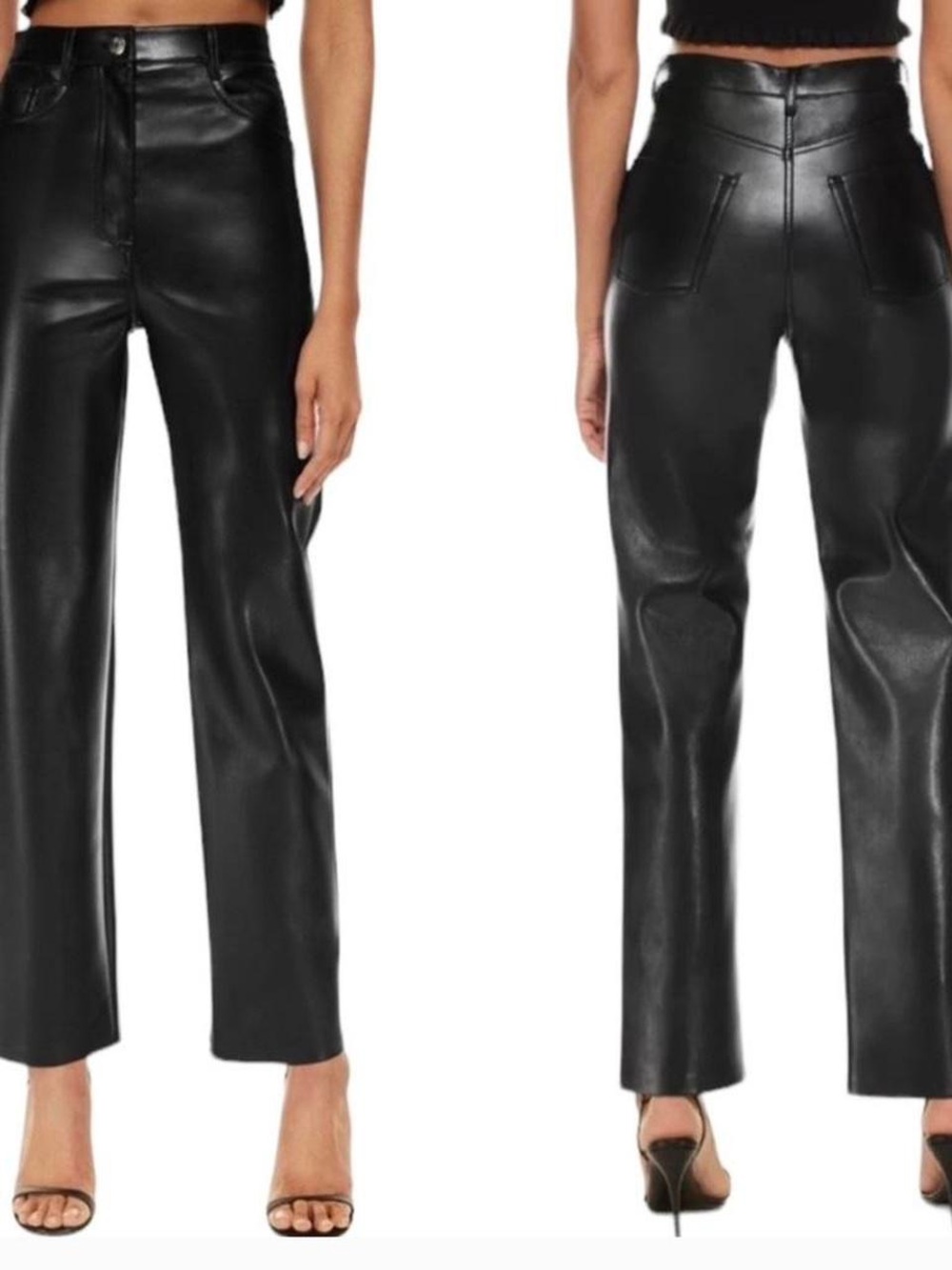 Wilfred High-Waist Black Faux Leather Straight-Leg Pants